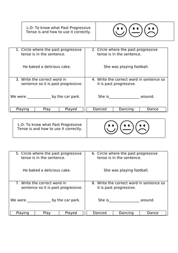 KS1 Y2 Past Progressive Tense
