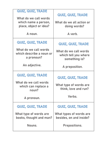 Grammar Game KS2 Quiz Quiz Trade (VERY FUN!)