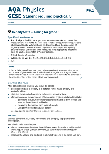 KS4 - Physics P6 Particle Model unit