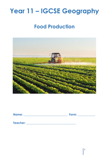 IGCSE Food production lessons & booklet