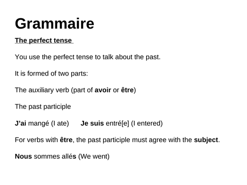 AQA / EDEXCEL Studio GCSE French (Higher) – Module 1 – Quelle soirée! – Page 16 - Perfect Tense