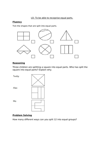 Year 2 Fractions Week 1 Planning Mastery Maths