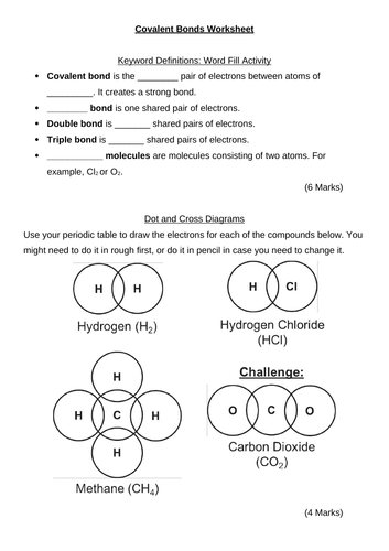 KS4 GCSE 9-1 Science Chemistry Covalent Bonds Bonding Worksheet