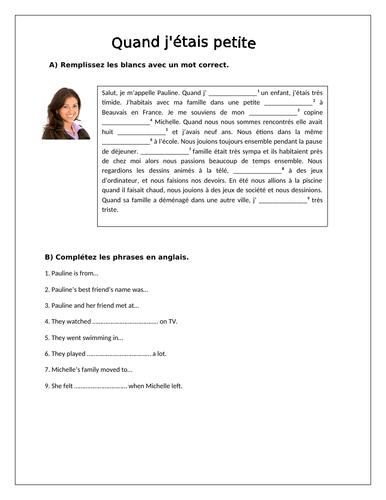 AQA / EDEXCEL Studio GCSE French (Higher) – Module 1 – Il était une fois – Page 19 - Worksheet