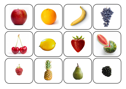 Fruit photos and words matching - Autism/ASC/SEN/English/PSHE/Healthy Eating