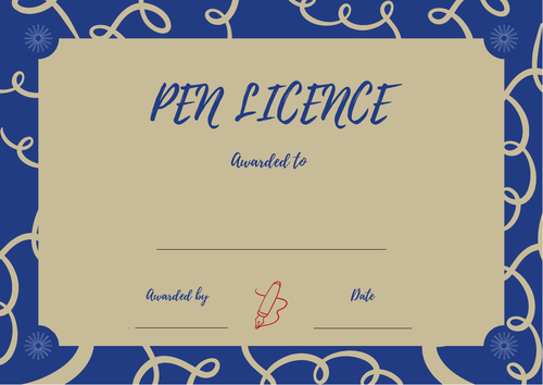 pen licence certificate template