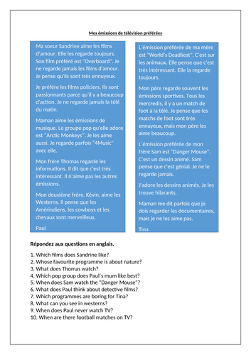 AQA / EDEXCEL Studio GCSE French (Higher) – Module 2 – Point de départ 2 – Page 32 - Worksheet