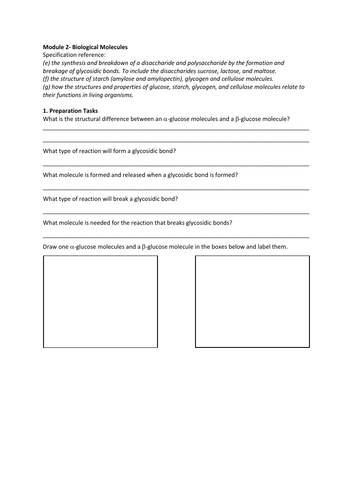 A Level Biology Ocr A Revision Polysaccharides Teaching Resources