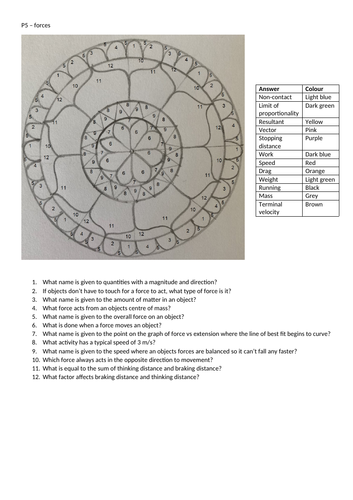 P5 Forces colouring by numbers