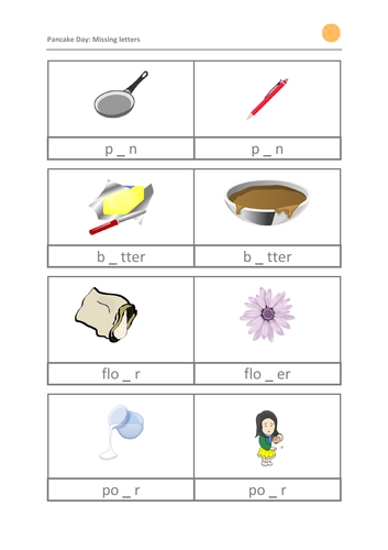 Pancake Day: Spelling Activity Pan or Pen?