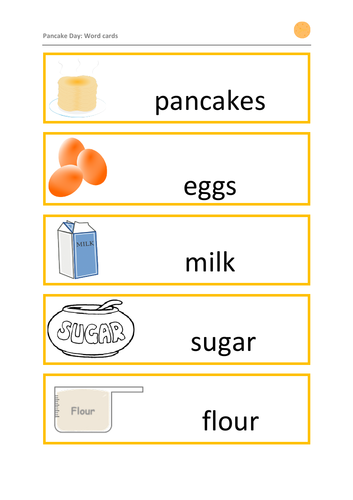 Pancake Day: Word Cards