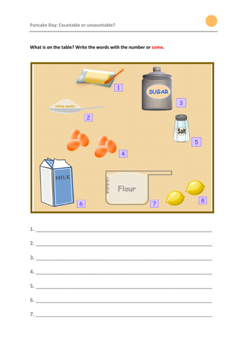 Pancake day: Countable & Uncountable Food names