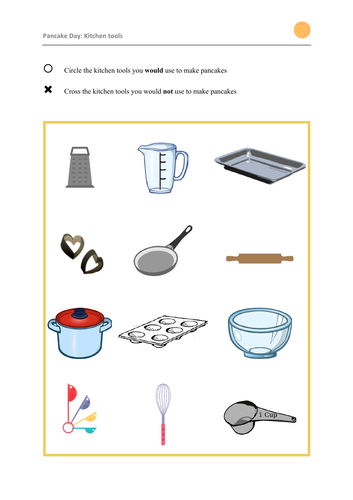 Pancake Day: Kitchen Tools Vocabulary Activity
