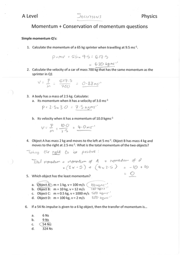 Momentum and conservation of momentum questions
