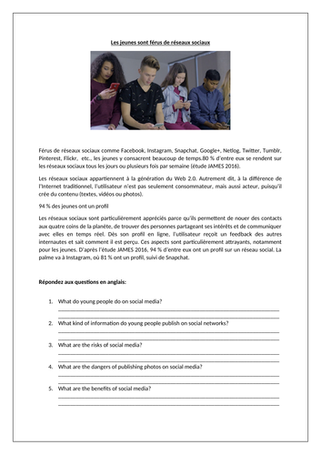AQA / EDEXCEL Studio GCSE French (Higher) – Module 2 - Ma vie d’internaute – Page 37 - Worksheet