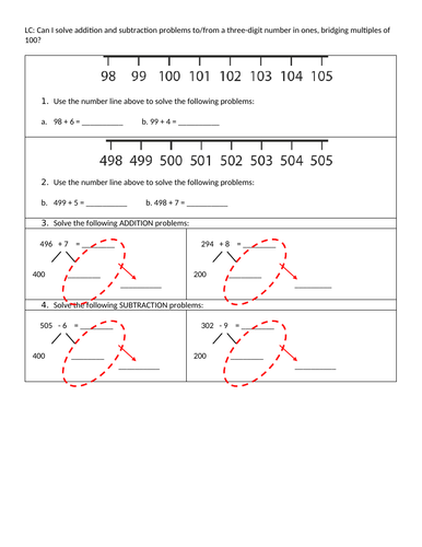 Addition and Subtraction Bridging 100