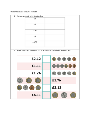 Amounts Over £1