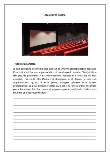 AQA/EDEXCEL Studio GCSE French (Higher) – Module 2 - Zoom sur le cinéma – Pages 42- 43 - Worksheet