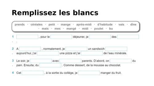 La nourriture / Food / The partitive article du / de la / de l’ / des