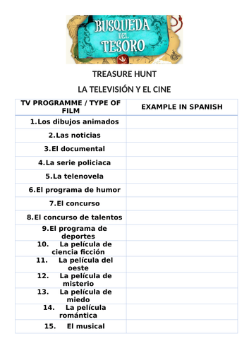Spanish TV and films treasure hunt