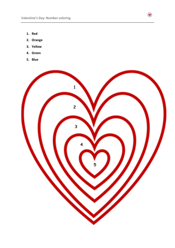 Valentine's Day: Number Colouring