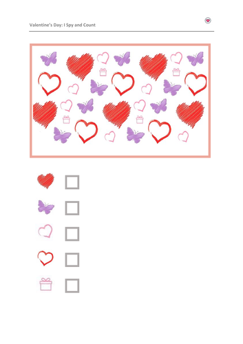 Valentine's Day: Maths I Spy and Count up to 10