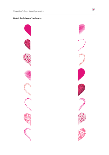 Valentine's Day Shape Symmetry Handout Heart Shape