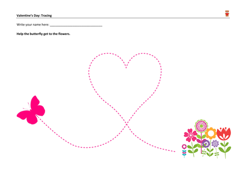 Fine Motor Coordination for Handwriting Tracing: Heart Shape for Valentine's Day
