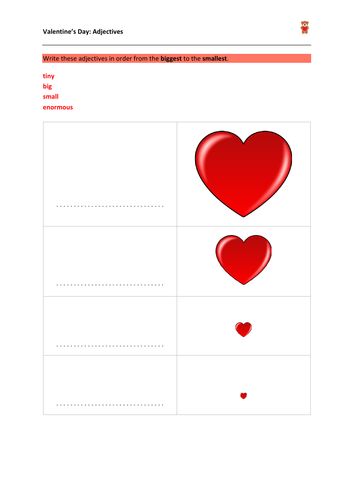 Valentine's Day Worksheet for Teaching Degrees of Meaning