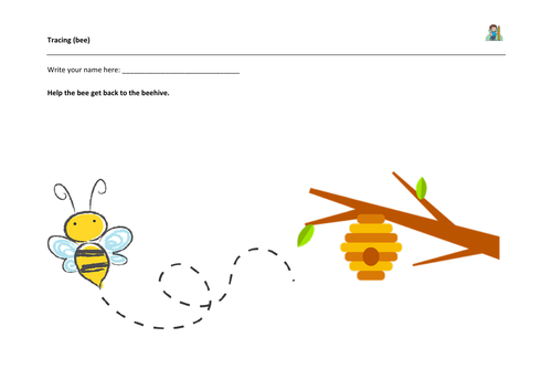 Fine Motor Coordination for Handwriting -Tracing: Bee