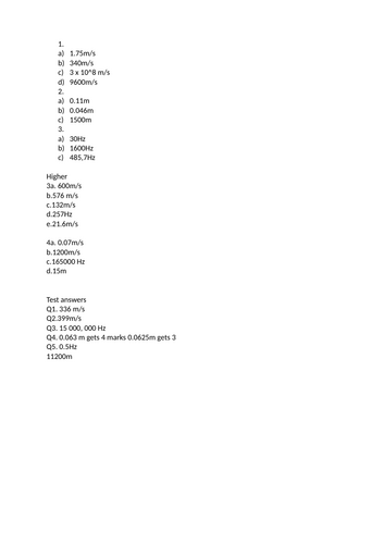 The wave speed equation worksheet