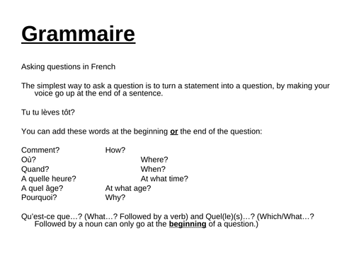 AQA / EDEXCEL Studio GCSE French (Higher) – Module 3 - C’est bientôt dimanche? – Page 57 - Grammar