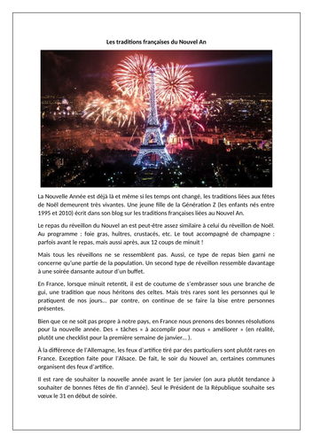 Les traditions françaises du Nouvel An / French New Year traditions