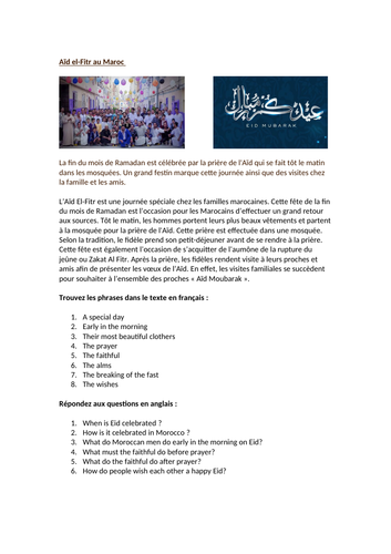 Aïd el-Fitr / Eid / Les fêtes et les traditions / Festivals and traditions