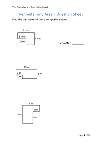 Y5 Maths - Perimeter and Area (Free)