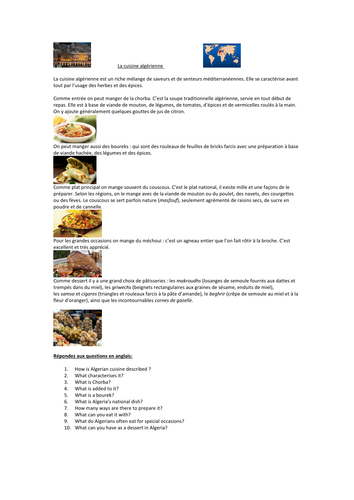 La cuisine / Food / La francophonie / French-speaking countries / Algeria