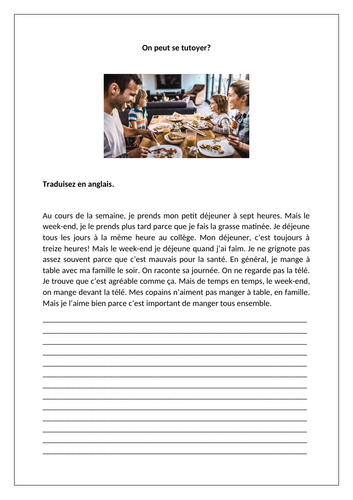 La cuisine / La nourriture / Food and drink / Meals and mealtimes