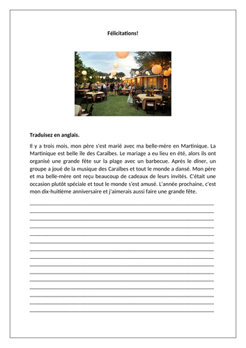 AQA/EDEXCEL Studio GCSE French (Higher) – Module 3 - Félicitations! – Pages 62 - 63 - Worksheet