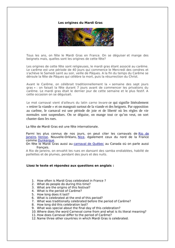 AQA/EDEXCEL Studio GCSE French (Higher) – Module 3 - C’est la fête! – Page 64 - Worksheet