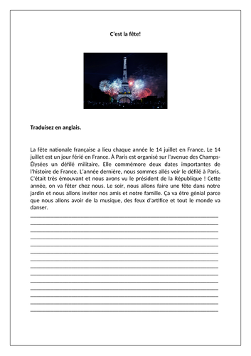 AQA/EDEXCEL Studio GCSE French (Higher) – Module 3 - C’est la fête! – Pages 64 - 65 - Worksheet