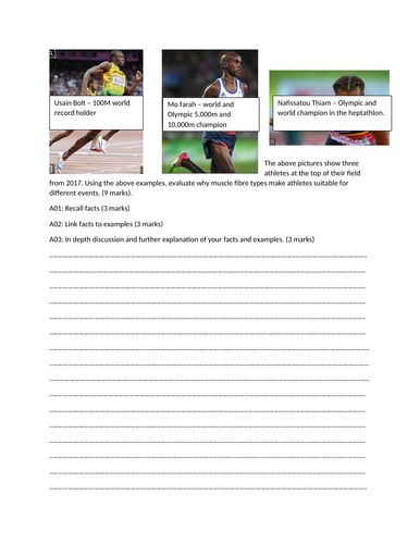 Muscle fibre types: differentiated long answer questions