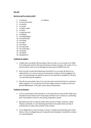 AQA/EDEXCEL Studio GCSE French (Higher) – Module 4 – Point de départ 2 – Page 76 - Worksheet