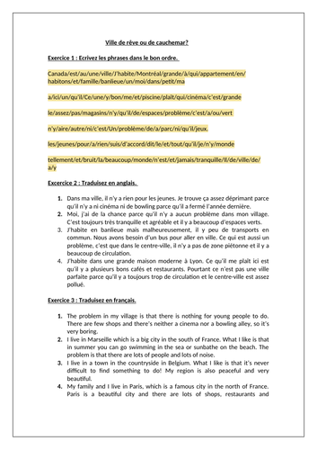 AQA/EDEXCEL Studio GCSE French (Higher)–Module 4–Ville de rêve ou ville de cauchemar?– Pages 80-81