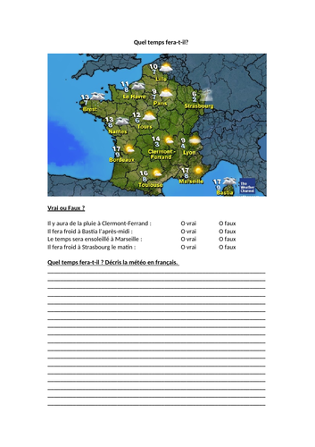 AQA/EDEXCEL Studio GCSE French (Higher) – Module 4 – Il fera beau demain? – Page 84 - Worksheet