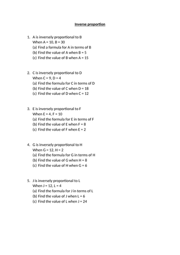 Simple inverse proportion