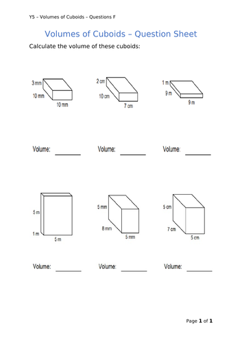 Y5 Maths - Volume (Free)