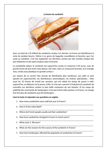 Les sandwichs / Sandwiches / La cuisine / La nourriture / Food