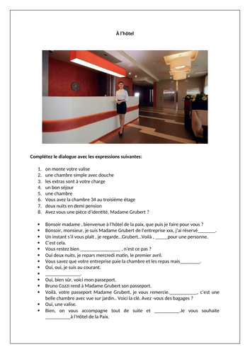 AQA/EDEXCEL Studio GCSE French (Higher) – Module 5 – Les hôtels, mode d’emploi – Page 103-Worksheet