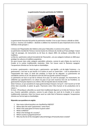 AQA/EDEXCEL Studio GCSE French (Higher) – Module 5 – Bon appétit! – Page 104 - Worksheet