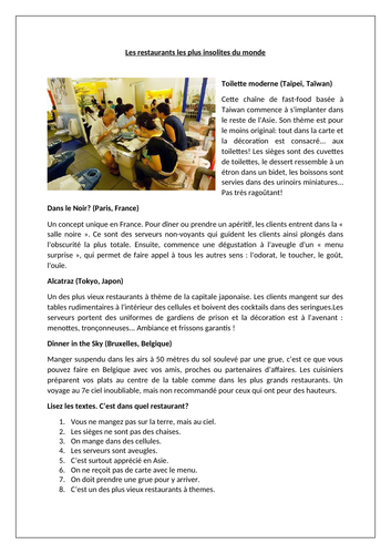 AQA/EDEXCEL Studio GCSE French (Higher) – Module 5 – Bon appétit! – Page 105 - Worksheet